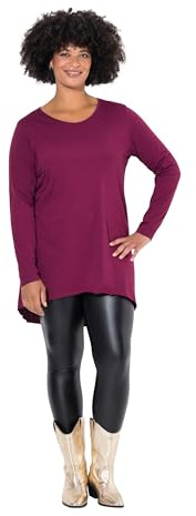 Angel of Style Damen große Größen Übergrößen Plus Size Longshirt, Bequeme Passform, Rundhals, Langarm Purpur 48 832033541-48