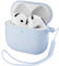 ORNARTO für AirPods 4 Hülle 2024, Schützende Flüssig Silikon Hülle für AirPods 4 2024 Hybrid Skin Front LED Sichtbar Silikon Hülle - Baby Blau