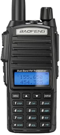 Walkie Talkie Baofeng UV-82 | Potencia 3W-5W, Batería 2800mAh, Radio FM, VOX Manos Libres, 128 Canales, Programable por PC | Ideal para Profesionales y Actividades al Aire Libre (Solo Radio)