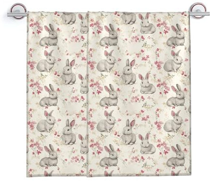 Turamurra Handtücher, Set mit 2 niedlichen Hasen-Themen-Handtüchern für Badezimmer, dekorative Badetücher, weiche, saugfähige Handtücher für Bauernhaus, Heimdekoration, Geschenke für Frauen, 35,6 x