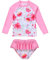 Girls Long Sleeve Swimsuit Set 2 Piece Rash Guard Swimming Costume with Shorts Summer Beach Swimwear Bathing Suit 3-4 Years Pink