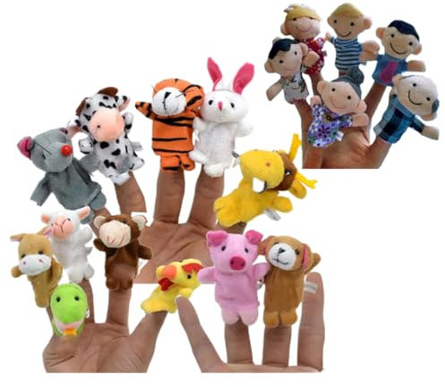 Tier Fingerpuppen für Kinder Handpuppen kleine Fingerplüschspielzeug für Baby Geburtstag Geschenk 18pcs, Fingerpuppen