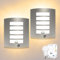 Unikcst 2er Set Außenlampe mit Bewegungsmelder E27 Aussenlampe Mit Bewegungsmelder IP44 Wandleuchte Aussen Edelstahl ABS für Hauswand Balkon Außenleuchte inkl.2 x 12W Warmweiß LED Leuchtmittel