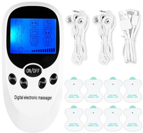 flintronic TENS Gerät Schmerztherapie Reizstromgerät mit 2 Kanäle,TENS/EMS Gerät Schmerztherapie Muskelstimulator, 6 Modi und 11 Intensitäten, für Bein, Rücken, Schulter, Nacken (Weiß)