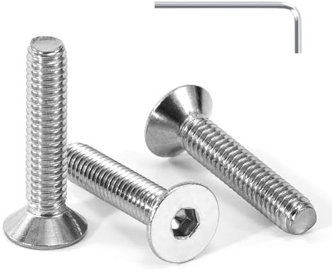 Tunejoy Vis à Tête Fraisée M4 x 20 mm Vis à Six Pans Creux en Acier Inoxydable A2 V2A à Tête Fraisée Hexagonale avec Clé Allen Filetage Complet 30 Pièces