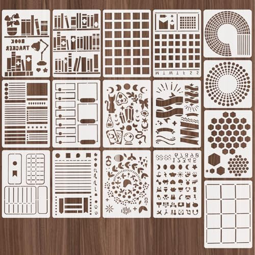 16 Stück Tagebuch Schablonen,Ymapinc Journal Planer Schablonen Journal Stencil Set Journal Zubehör DIY Tagebuch Zeichenschablonen für Notizbuch Scrapbook Fotoalbum Journal