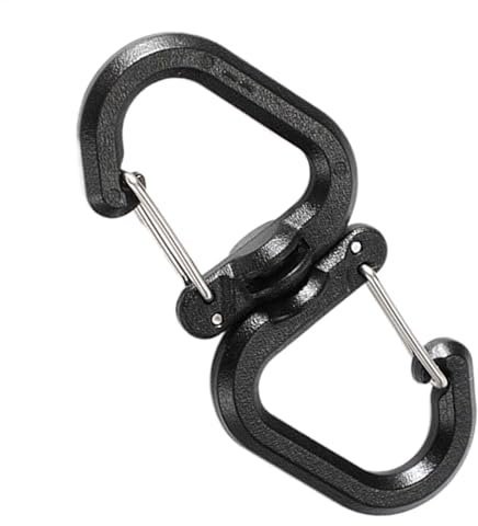 Doppel-Karabiner in S-Form, doppelseitiger Karabiner, Schlüsselanhänger mit doppelter Öffnung, Edelstahl-Karabiner, Mehrzweck-Schlüsselanhänger-Karabiner mit 360-Grad-Drehgelenk für Rucksäcke,