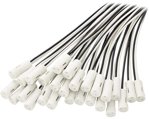 joonnair 25 Stück g4 Sockel Lampenfassung Mit 10 CM DIY Kabel, G4 Lampenfassungen Keramik Fassung für Quarz-Leuchtmittel, Halogen Leuchtmittel, LED Leuchten