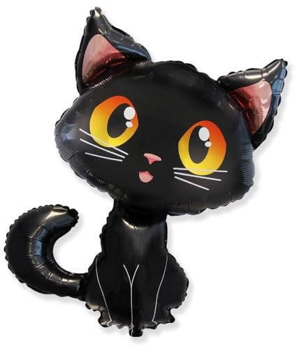 Folienballon in Form einer schwarzen Katze, Partydekoration, große Augen, 80 cm
