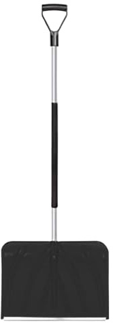 Schneeschaufel,Schneeschieber,Mit Aluminiumstiel Verstärkt Kunststoff Schild,Ergonomisch Stiel 136CM,Mit Aluminiumbeschlag Schneeräumgeräte,Schnee Schaufel Schneeschaufeln Schneeschüppe (Schwarz)