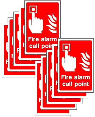 HAPZUR Segnaletica Antincendio - Cartelli Allarme Incendio 10 pz, 15x10cm, autoadesivi per chiara visualizzazione, attivazione rapida e conformità normativa essenziale interni/esterni.
