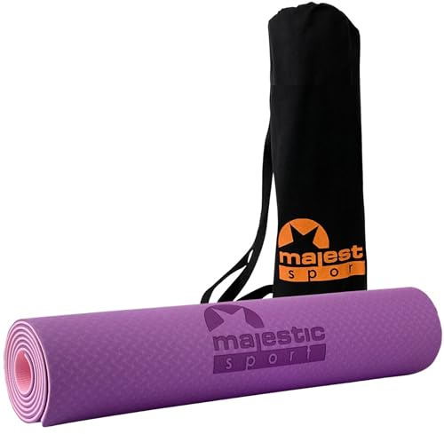 Violette Yogamatte – rutschfest und wasserabweisend, 183 × 61 × 0,6 cm, inkl. Tragetasche für Fitness und Yoga (Violette)