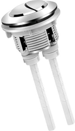 JOVYTH Botón de Cisterna de Doble Descarga Universal, Kit de Recambio con Pulsador, Diámetro Compatible 3,7-4,4cm, Diseño Robusto en Plata
