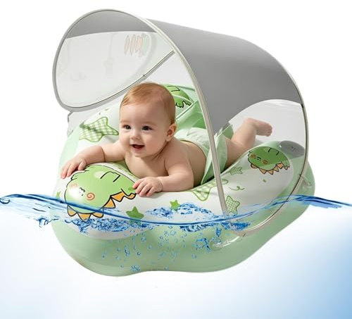 Bouée Bébé avec Paresoleil Amovible Upf50+, PVC, L Et XL | Flotteur Bébé Piscine Anti Retournement, Bouée Enfant Gonflable 6-24 Mois 8-16Kgs, Bouee Bebe Piscine Gonflable