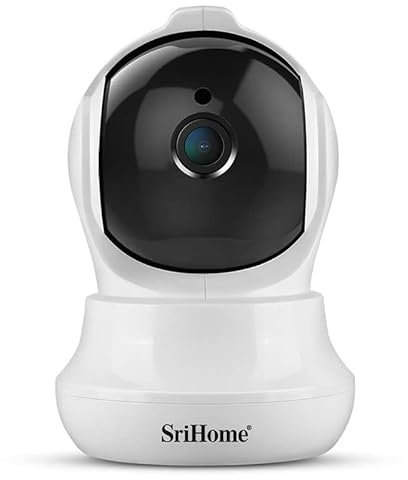 SriHome SH020, Videocamera di sicurezza wireless 1080P HD IP Camera WiFi Visione Notturna a Infrarossi, Audio Bidirezionale, Bianco