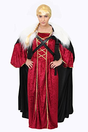 Game of Thrones Wikinger Prinzessin=DAS Kleid IN 2 GRÖSSEN+GRÜN ODER ROT +UMHANG=KOSTÜME VERKLEIDUNGEN MIT ROTER ODER BLONDEN ZOPF PERÜCKE=AUCH MIT Schwert=ROT/STANDART+Blonde PERÜCKE
