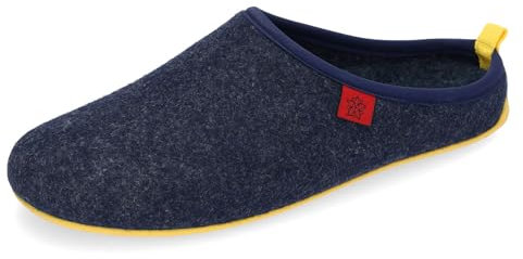 Andrés Machado - Hausschuhe für Herren - Herbst - Dynamic – Unisex Slipper – Wolle und Filz – rutschfeste Gummisohle und herausnehmbares Fußbett - Blau Gelb EU 46