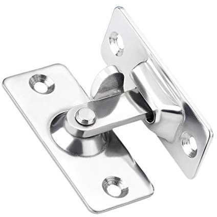 DOITOOL 1Pc 90 Degree Right Angle Door Lock Buckle Security Door Lock Bolt,Stainless Steel Gate Latch for Wooden Fences or Metal Gates Safety Sliding Door Latch (Silver)