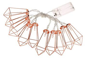 Tenlacum Guirlande lumineuse géométrique à 10 LED avec cristaux roses dorés à piles Idéal pour Noël, fête, mariage, fête d'anniversaire, 1,5 m