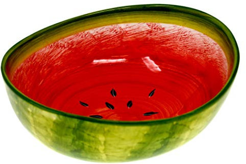 Lashuma Keramik Schale Rund, Mediterrane Dekoschale, Schüssel Motiv: Melone, Handgeformte Salatschüssel Klein Ø 20 cm