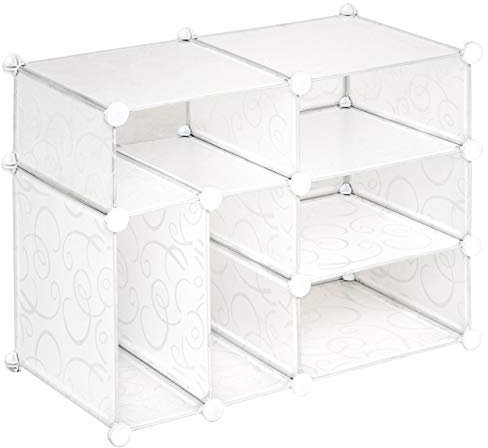 Nexos Trading Schuhschrank Steckregal transparent 57x71x37cm erweiterbar Schuhregal DIY abwaschbar Schuhständer stapelbar Schuhablage modulbauart platzsparend