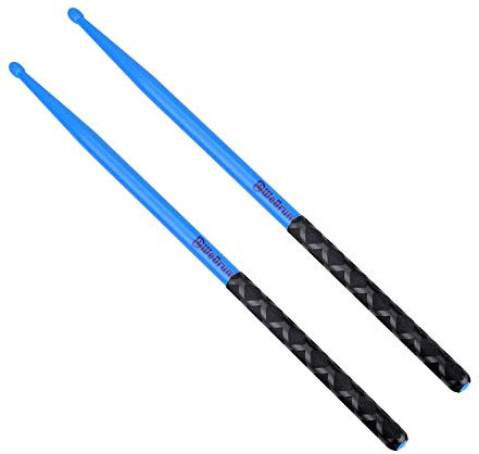 Musfunny 5A Nylon Drumsticks für Drum Set Leichte Haltbare Kunststoff Übung ANTI-SLIP Griffe Drum Sticks Musikinstrument Percussion Zubehör - Blau