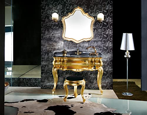 Bador Design Waschtisch Luxus Waschtisch Marmor Platte Badmöbel Gold Barock