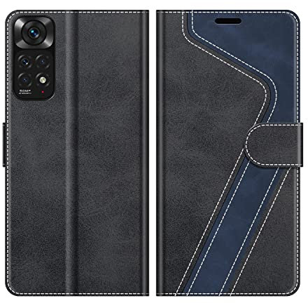 MOBESV Coque pour Xiaomi Redmi Note 11, Housse en Cuir Magnétique Fonction Stand Étui pour Xiaomi Redmi Note 11 / Note 11S, Élégant Noir
