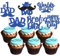 24Pcs Happy Father's Day Cupcake Toppers with Moustache Blue Glitter Best Dad No 1 Dad Cupcake Picks for Happy Father's Day Theme Party Cake Decorations Supplies