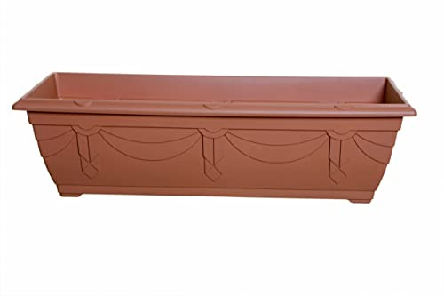 Shop4allsorts Slim Venetian Window Box Trough Planter Small 60cm Plastic Plant Pot Terracotta Colour