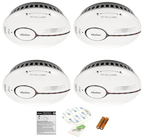 Rauchmelder, Feueralarm Rauchmelder mit LED-Anzeige & Test/Stummschaltungstaste, austauschbarer Batterie, entspricht dem EN14604-Standard, Ton- und Blitzalarm 85dB für Zuhause (Standalone 4er Pack)