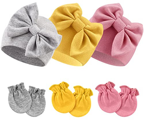 DRESHOW Neugeborenes Baby Mütze Hut und Handschuhe Set Beanie Bekleidung Unisex Infant Hut Kindergarten Mütze Baby Jungen Mädchen 0-6 Monate