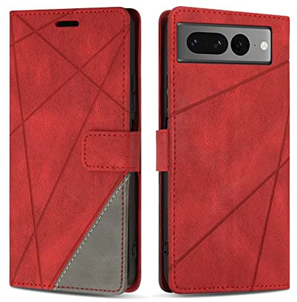 SONWO Hülle für Google Pixel 7 Pro, Premium PU Leder Handyhülle Flip Case Wallet Silikon Schutzhülle Klapphülle für Google Pixel 7 Pro, Rot