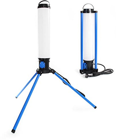 XPOtool Tour d’éclairage de chantier LED 100W 360° Spot de 10 000 lumen avec Prise Projecteur Baladeuse Éclairage Obsucurité Dispositif de sécurité Chantier Lampe