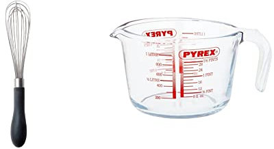 OXO Good Grips 23cm Whisk & Pyrex Glass Measuring Jug, Transparent, 1 Litre