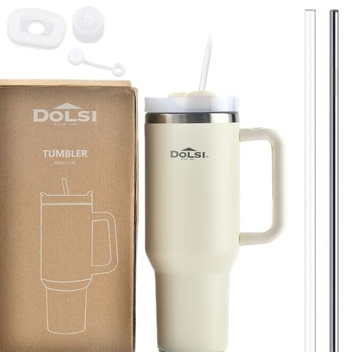 40oz Tumbler with 2 Straws, Leakproof Kit & Handle - Insulated Travel - UK Company - Water Bottle Thermal Cup Keeps Drinks Hot & Cold - Perfect for Gym & Office