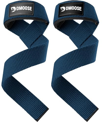 DMoose Fitness Lifting Straps - 4mm Neopren gepolsterte Handgelenksgurte für Gewichtheben & Powerlifting - Baumwollhebeband mit Silikongriff für Männer & Frauen