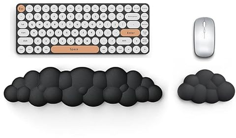 Lauspuck Cloud Tastatur-Handgelenkauflage-Set, vergrößern Sie PU-Leder, Memory-Schaum, Handgelenkstütze für einfaches Tippen, Schmerzlinderung, Maus-Handgelenkauflage, Büro, schwarz