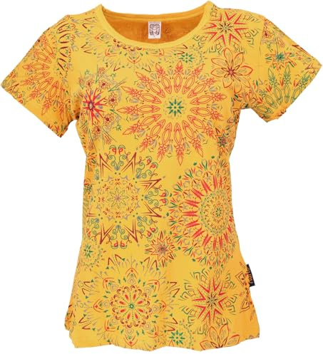 Boho T-Shirt mit Mandaladruck, Baumwolle, Yoga, Damen | Farbenfroher Mandaladruck, taillierter Schnitt, angenehm zu tragen, ideal für Yoga und Alltag