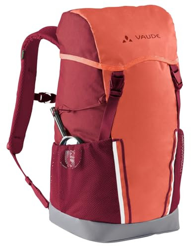 VAUDE Kinderrucksack Jungen & Mädchen Puck rosa, komfortabler Wanderrucksack Kinder 14L, Wetterfester Schulrucksack mit Regenhülle & Lupe, viel Stauraum