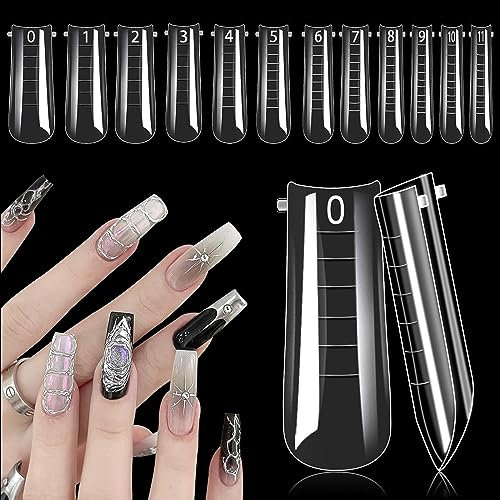 120 Stück Transparente Dual Nail System Form Mould, 12 Größe Nail Form Tipps Acryl Flache Quadratische Nagel Formen, Nail Art Extension Tool