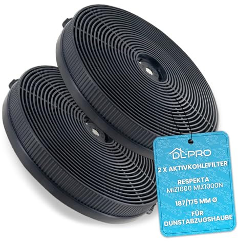 DL-pro 2 x Aktivkohlefilter 187/175mmØ Ersatz für Respekta MIZ1000 MIZ1000N Klarstein 10032843 TMFILT4 Bomann KF574 für Dunstabzugshaube