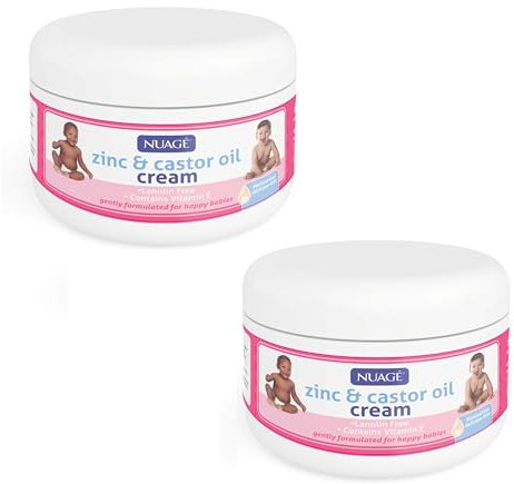 2 Tubs Of Nappy Rash Cream Zinc & Castor Oil Cream Lanolin Free With Vitamin E 200ml Each