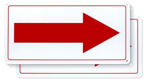 Cartello in alluminio con freccia rossa, 30 x 15 cm, autoadesivo, riflettente, segnale direzionale di sicurezza, impermeabile, per esterni, confezione da 2