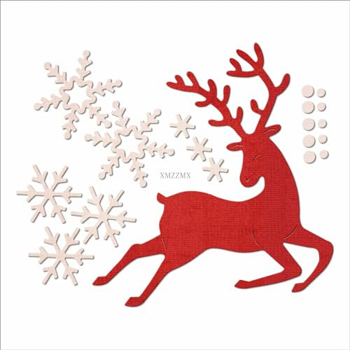 XMZZMX Christmas Reindeer Snowflake Metal Cutting Dies for Card Making, Paper Embossing Die-Cuts Kit Storage Pockets Supplies, Scrapbooking Stencils
