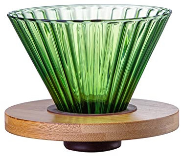 Jolsaawie de Servidor de Café con Gotero de Vidrio V60 Goteador con Embudo de Café Cafetera Resistente Al de Café para Verter sobre Café - Verde