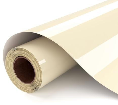 UIOK Plotterfolie Textil, Elfenbein Flexfolie Plotter Textil 30.5x182cm Textilfolie Plotter,Boho Bügelfolie Plotter für DIY T-Shirt, Heat Transfer Viny für Cricut & Silhouette Cameo