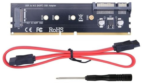 Kliplinc DDR3 DDR4 DDR2 auf M2 SSD-Adapter DDR auf M.2 Festplattenadapterkarte Schwarz PCB SATA 15Pin Strom + SATA 7Pin Datenanschluss