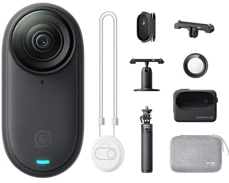 Insta360 GO 3S Family Bundle - 4K Tiny Portable Vlogging Camera, Hands-Free POVs, Mount Anywhere, Stabilization, 140 Min Battery Life, 10m Waterproof, AI Editing, Black, For Vlog