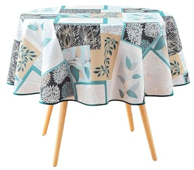 douceur d'intérieur, Nappe Ronde (Ø 180 cm) Faya Sauge, Polyester Imprimé